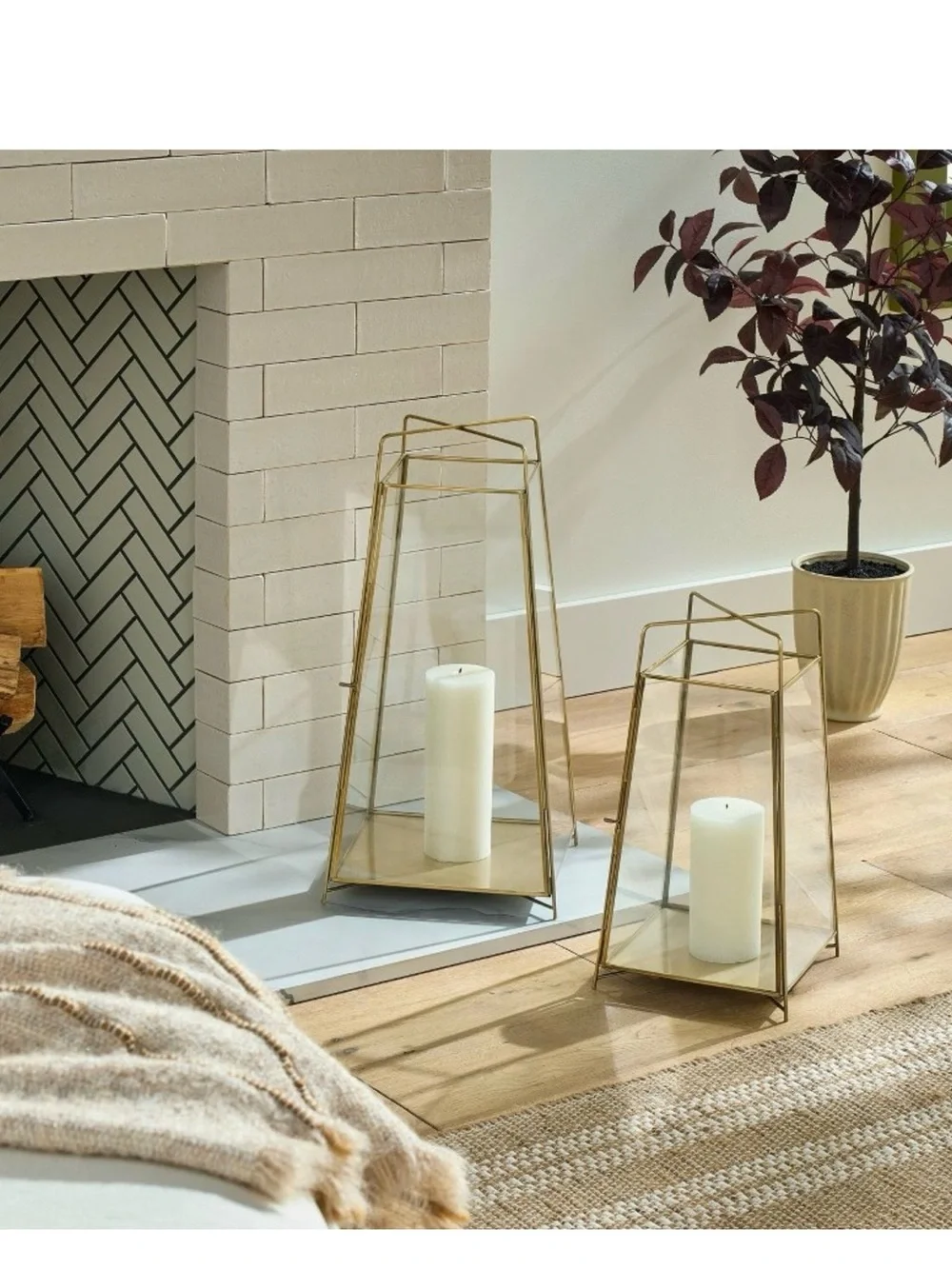 NEW! Hearth & Hand w/Magnolia, 20” Large Brass Finish Lantern